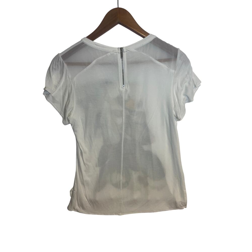 KAREN MILLEN Floral Graphic Tee w Sheer Mesh Yoke Size 12 Top T-shirt M L - Picture 4 of 6